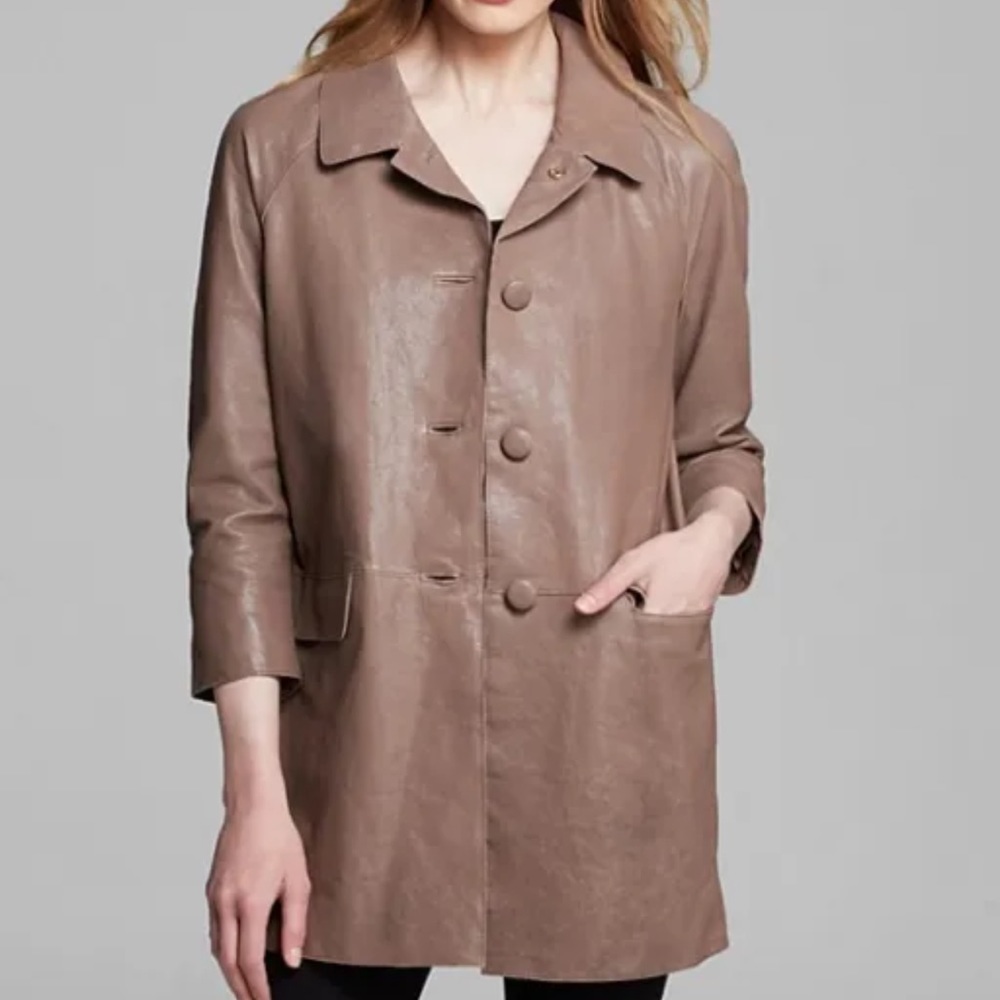 Kate Spade Vintage Lamb Leather Brown Bow Jacket Size 0